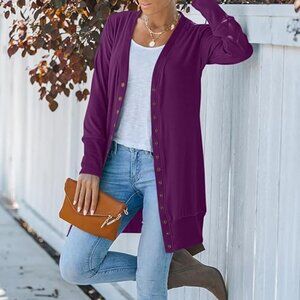 Lightweight Duster Cardigan Purple S [ MK ]